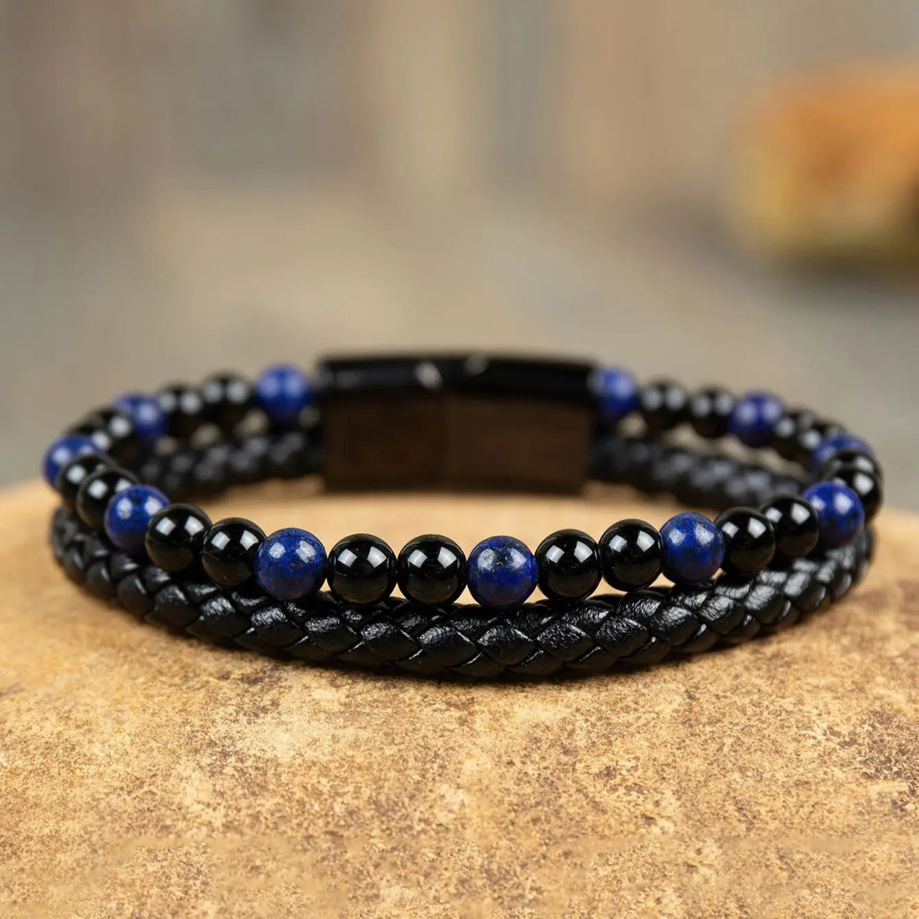 Hemasa Tiger's Eye Bracelet-Black Obsidian Strength Calming Healing Stone Men's Bracelet-Spiritual Protection Balance Meditation Bracel