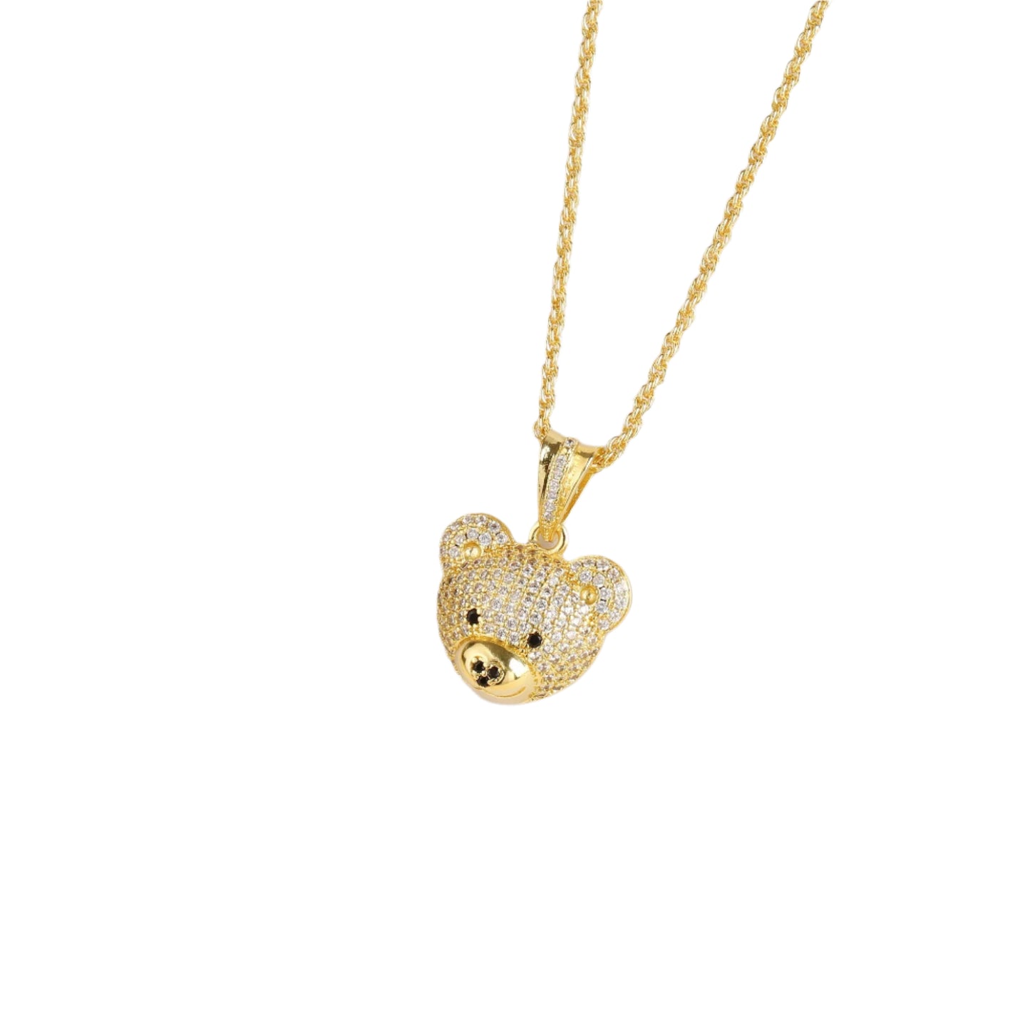 Hemasa  Gold Colour Cubic zirconia bear stud necklace