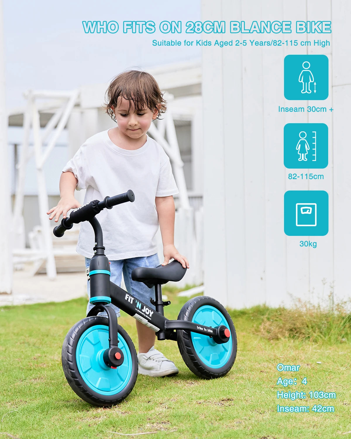 Toddler Training Bicycle for Boys Girls 2-4, 4-in-1 Kids Balance Bike with Pedals & Training Wheels
