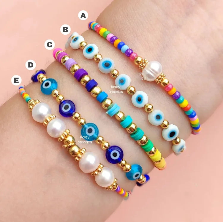 Hemasa 2pcs/set Hishi Copper Ball Beads Bracelets  for Women