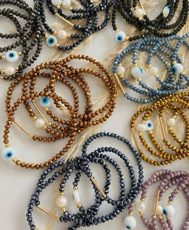 Hemasa 2pcs/set Hishi Copper Ball Beads Bracelets  for Women