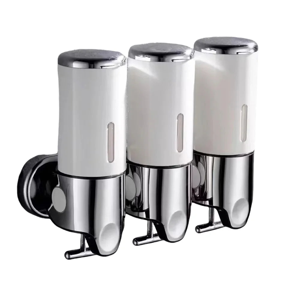 Hemasa Wall Mount Soap Dispenser Bathroom Liquid Soap Dispenser 3 Heads Manual Pressing Home Soap Shampoo Gel Shower Liquid Container