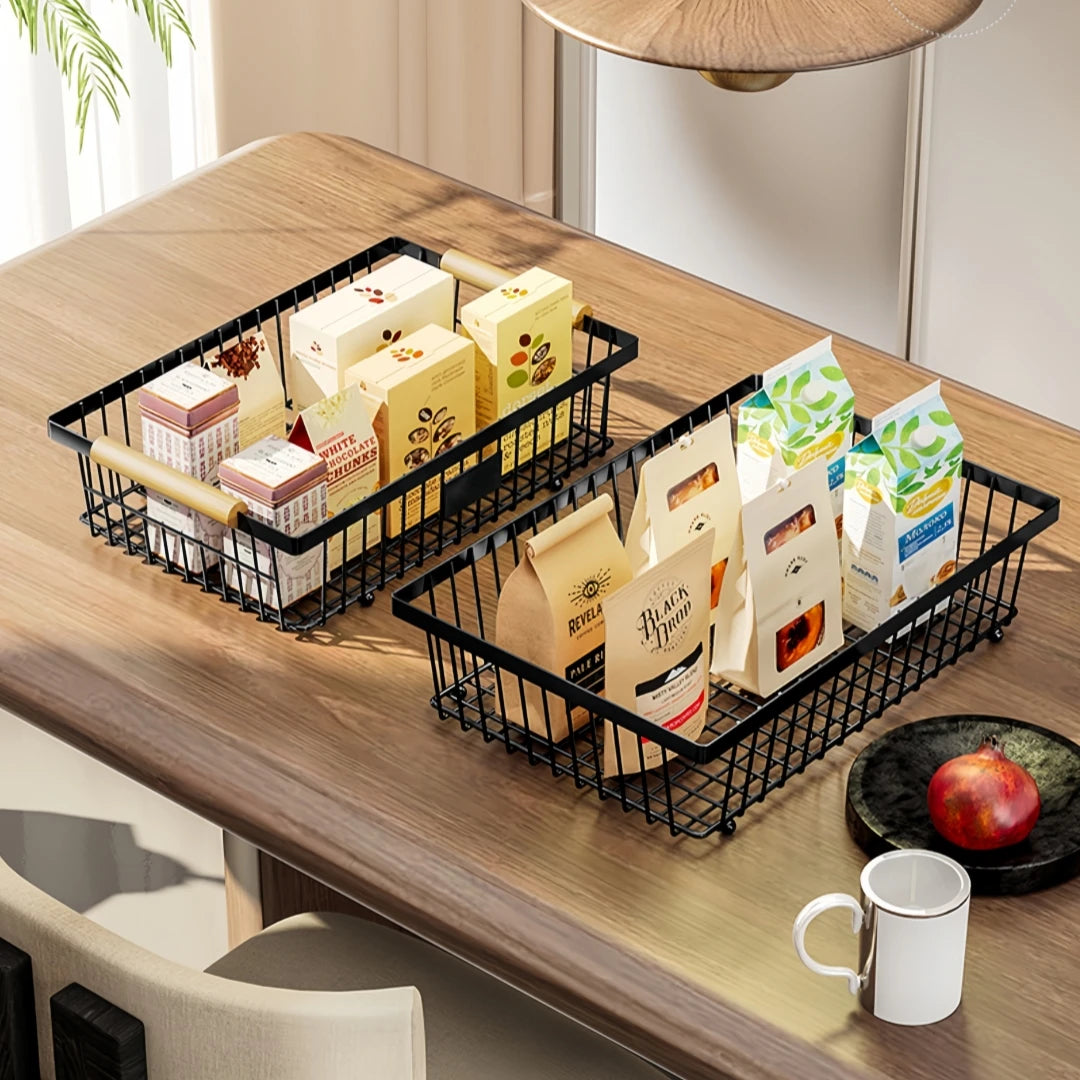 2 Tier Carbon Steel Multi-layer Fruit Basket Metal Storage Box Display Rack for Living Room Kitchen Detachable Fruit Basket