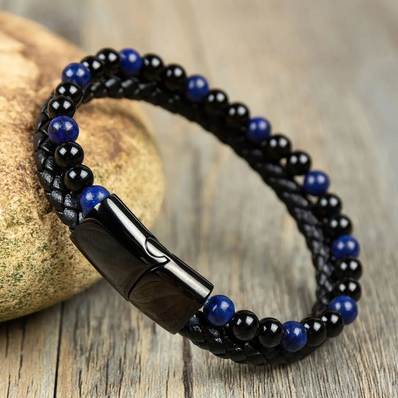 Hemasa Tiger's Eye Bracelet-Black Obsidian Strength Calming Healing Stone Men's Bracelet-Spiritual Protection Balance Meditation Bracel