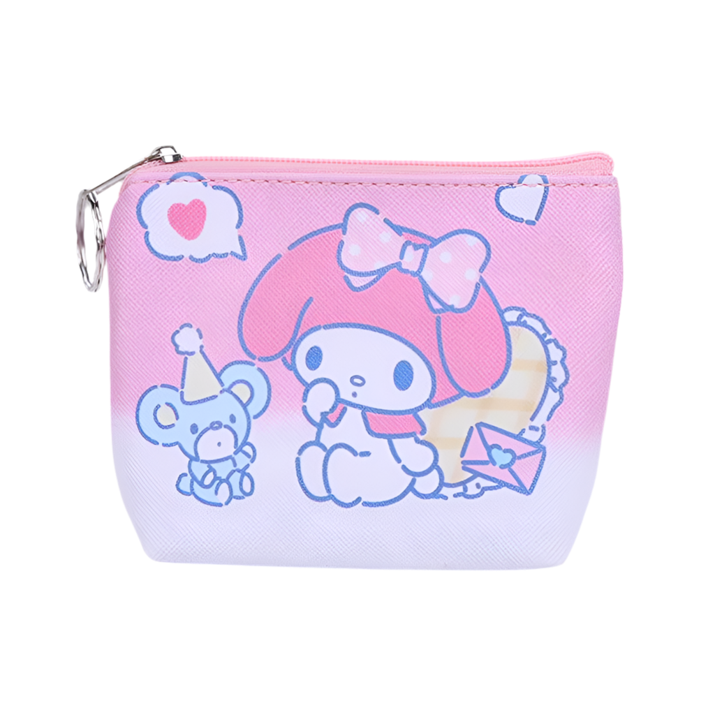 Hemasa Hello Kitty Purse Coin Purses Cartoon Printed PU Melody Cute Wallet Bag Keychains Storage Bag Sanrio Kuromi Kawaii Mini Pouch