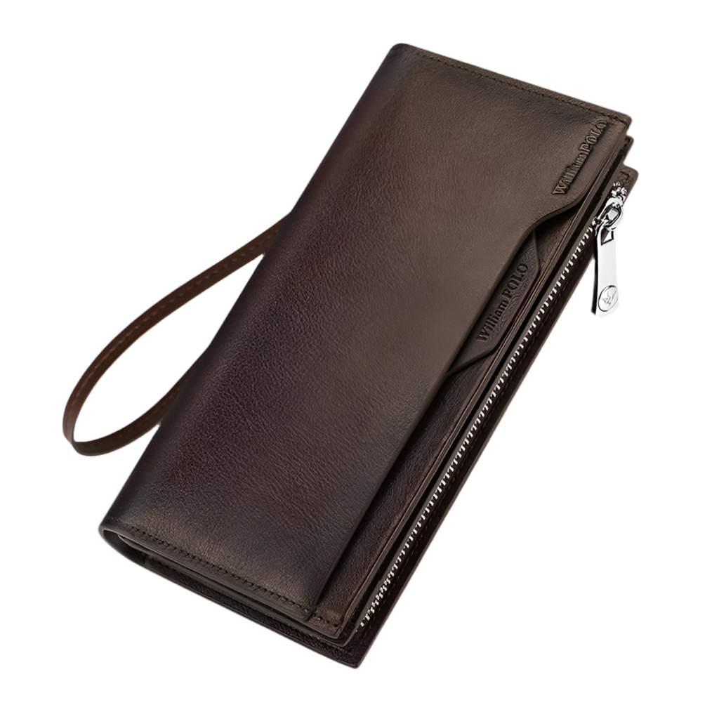 Hemasa Leather Male Wallet Credit Card Holders  Mobile Phone Bag Zipper Purse Handbag