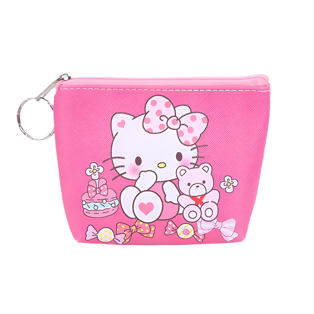 Hemasa Hello Kitty Purse Coin Purses Cartoon Printed PU Melody Cute Wallet Bag Keychains Storage Bag Sanrio Kuromi Kawaii Mini Pouch