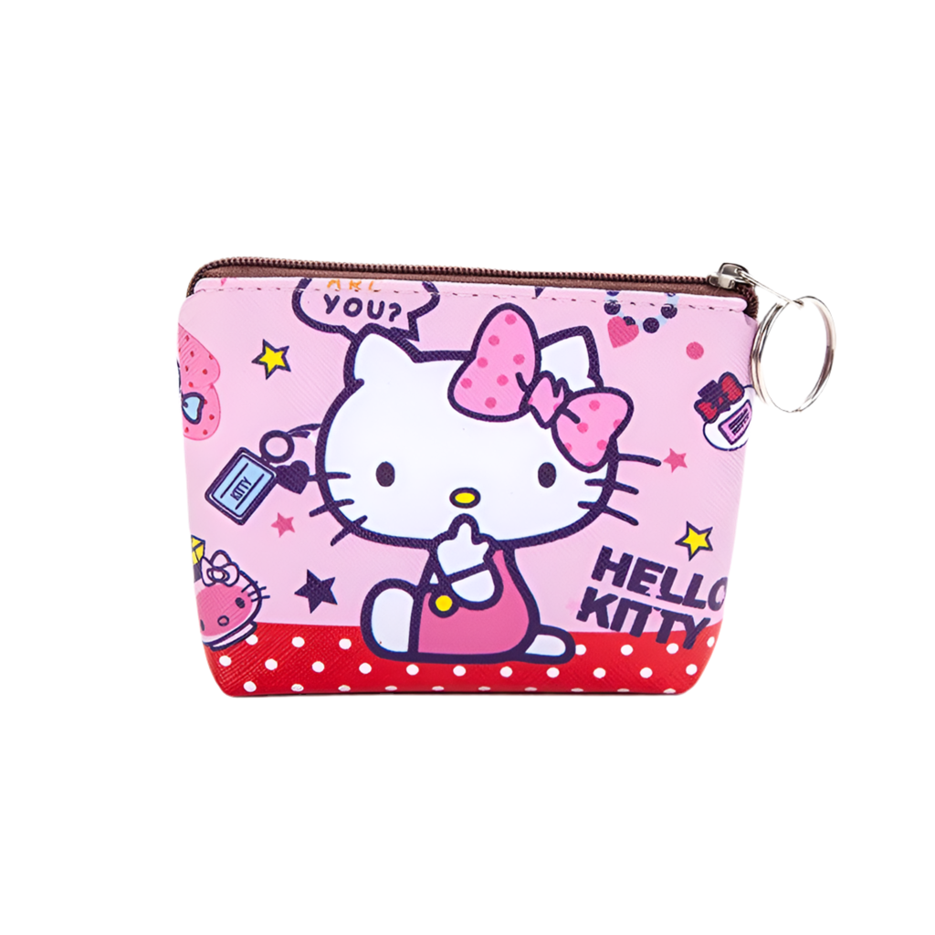Hemasa Hello Kitty Purse Coin Purses Cartoon Printed PU Melody Cute Wallet Bag Keychains Storage Bag Sanrio Kuromi Kawaii Mini Pouch