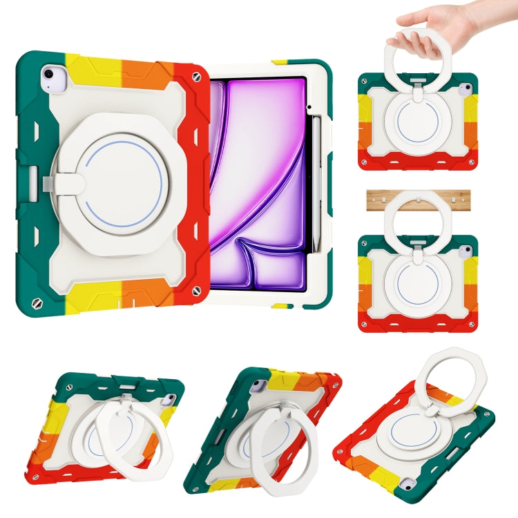 Armor Portable Rotating Ring Holder Silicone Tablet Case with Pen Slot, For iPad Air 13 2024 / 2025 / 2026, For iPad Air 11 2024 / 2025 / 2026, For iPad Pro 13 2025 / 2024, For iPad Pro 11 2025 / 2024, For iPad mini 6 / mini 2024, For iPad 2022        ...