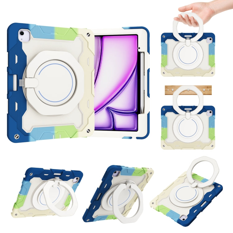 Armor Portable Rotating Ring Holder Silicone Tablet Case with Pen Slot, For iPad Air 13 2024 / 2025 / 2026, For iPad Air 11 2024 / 2025 / 2026, For iPad Pro 13 2025 / 2024, For iPad Pro 11 2025 / 2024, For iPad mini 6 / mini 2024, For iPad 2022        ...