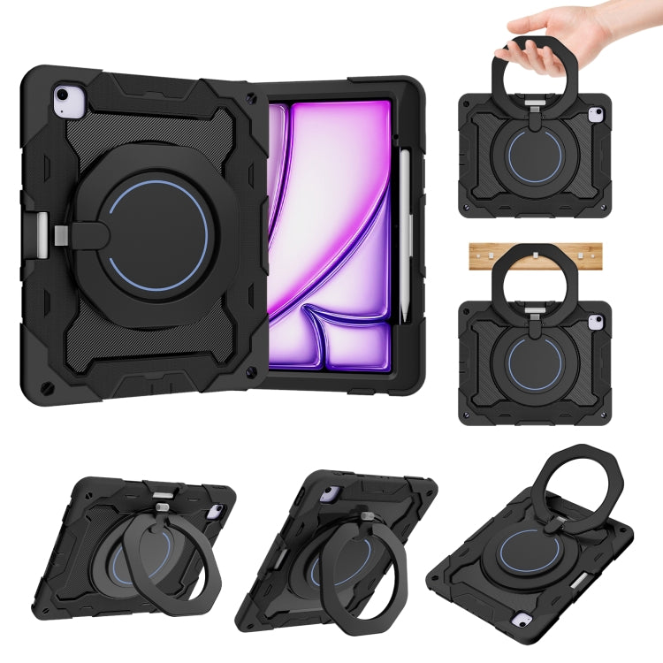 Armor Portable Rotating Ring Holder Silicone Tablet Case with Pen Slot, For iPad Air 13 2024 / 2025 / 2026, For iPad Air 11 2024 / 2025 / 2026, For iPad Pro 13 2025 / 2024, For iPad Pro 11 2025 / 2024, For iPad mini 6 / mini 2024, For iPad 2022        ...