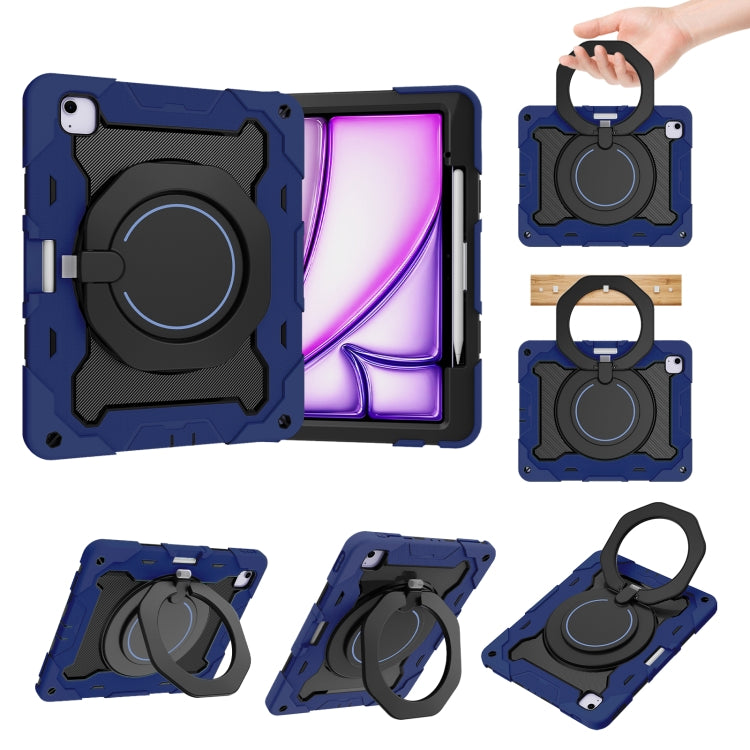 Armor Portable Rotating Ring Holder Silicone Tablet Case with Pen Slot, For iPad Air 13 2024 / 2025 / 2026, For iPad Air 11 2024 / 2025 / 2026, For iPad Pro 13 2025 / 2024, For iPad Pro 11 2025 / 2024, For iPad mini 6 / mini 2024, For iPad 2022        ...