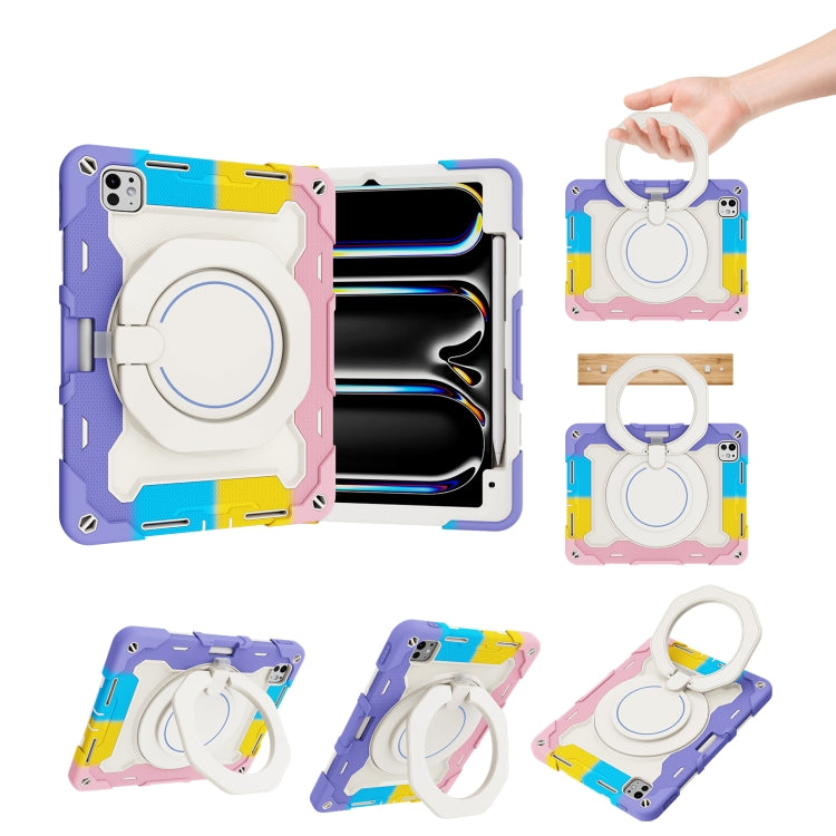 Armor Portable Rotating Ring Holder Silicone Tablet Case with Pen Slot, For iPad Air 13 2024 / 2025 / 2026, For iPad Air 11 2024 / 2025 / 2026, For iPad Pro 13 2025 / 2024, For iPad Pro 11 2025 / 2024, For iPad mini 6 / mini 2024, For iPad 2022        ...