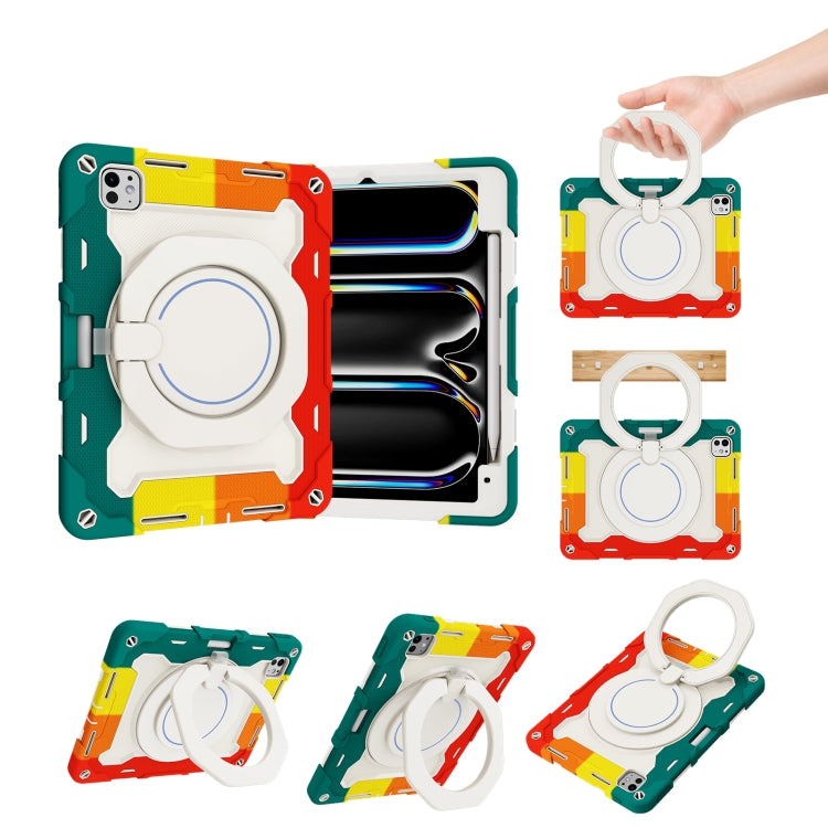 Armor Portable Rotating Ring Holder Silicone Tablet Case with Pen Slot, For iPad Air 13 2024 / 2025 / 2026, For iPad Air 11 2024 / 2025 / 2026, For iPad Pro 13 2025 / 2024, For iPad Pro 11 2025 / 2024, For iPad mini 6 / mini 2024, For iPad 2022        ...