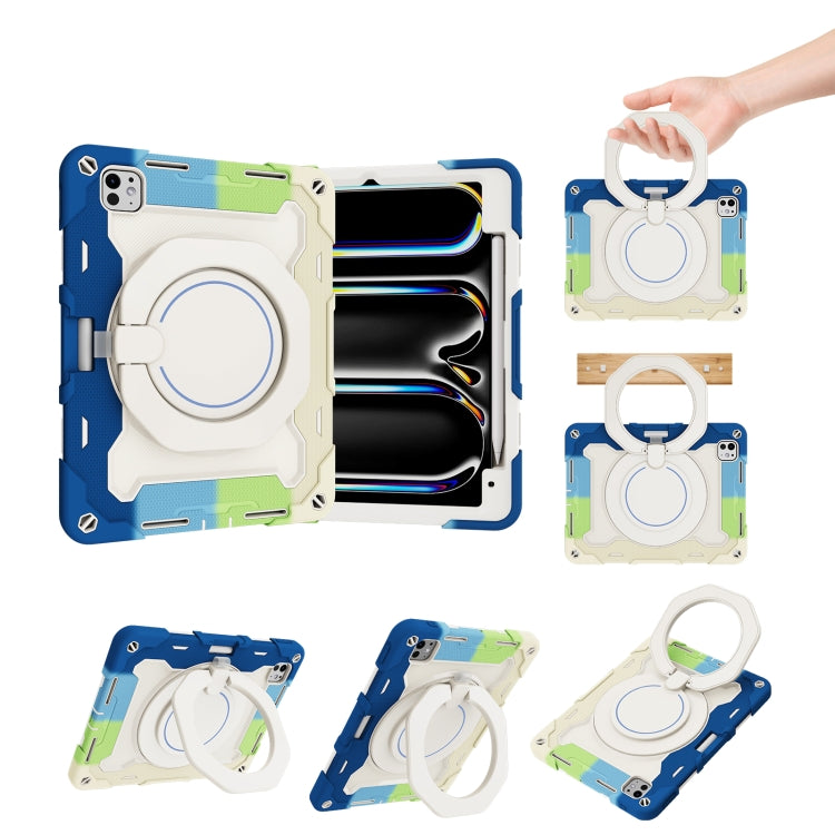 Armor Portable Rotating Ring Holder Silicone Tablet Case with Pen Slot, For iPad Air 13 2024 / 2025 / 2026, For iPad Air 11 2024 / 2025 / 2026, For iPad Pro 13 2025 / 2024, For iPad Pro 11 2025 / 2024, For iPad mini 6 / mini 2024, For iPad 2022        ...