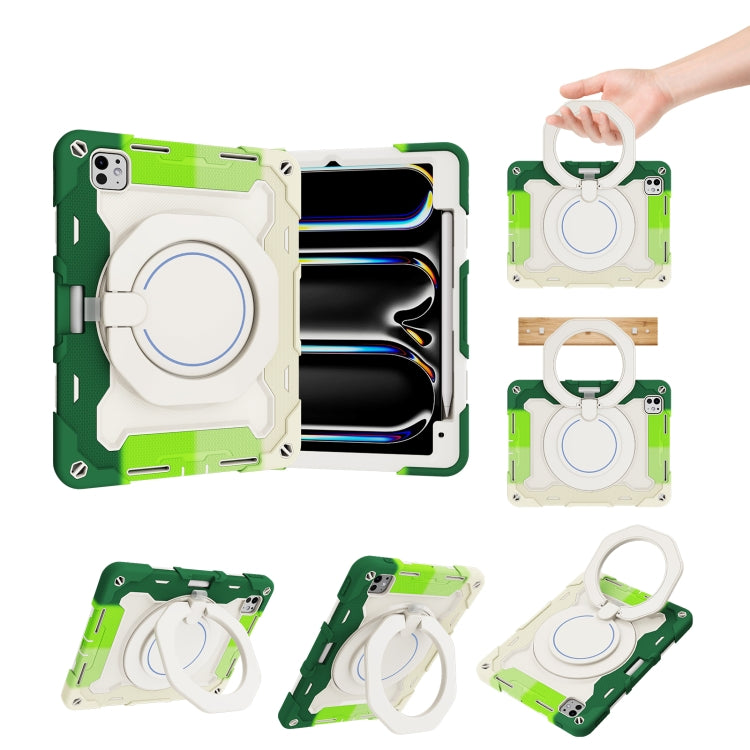 Armor Portable Rotating Ring Holder Silicone Tablet Case with Pen Slot, For iPad Air 13 2024 / 2025 / 2026, For iPad Air 11 2024 / 2025 / 2026, For iPad Pro 13 2025 / 2024, For iPad Pro 11 2025 / 2024, For iPad mini 6 / mini 2024, For iPad 2022        ...
