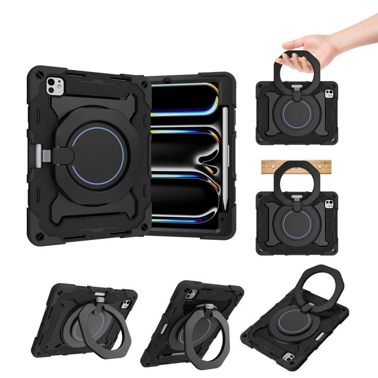 Armor Portable Rotating Ring Holder Silicone Tablet Case with Pen Slot, For iPad Air 13 2024 / 2025 / 2026, For iPad Air 11 2024 / 2025 / 2026, For iPad Pro 13 2025 / 2024, For iPad Pro 11 2025 / 2024, For iPad mini 6 / mini 2024, For iPad 2022        ...