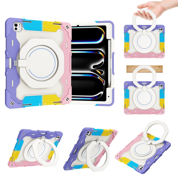 Armor Portable Rotating Ring Holder Silicone Tablet Case with Pen Slot, For iPad Air 13 2024 / 2025 / 2026, For iPad Air 11 2024 / 2025 / 2026, For iPad Pro 13 2025 / 2024, For iPad Pro 11 2025 / 2024, For iPad mini 6 / mini 2024, For iPad 2022        ...