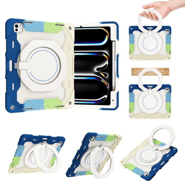 Armor Portable Rotating Ring Holder Silicone Tablet Case with Pen Slot, For iPad Air 13 2024 / 2025 / 2026, For iPad Air 11 2024 / 2025 / 2026, For iPad Pro 13 2025 / 2024, For iPad Pro 11 2025 / 2024, For iPad mini 6 / mini 2024, For iPad 2022        ...