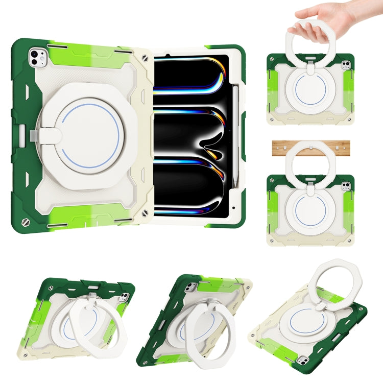 Armor Portable Rotating Ring Holder Silicone Tablet Case with Pen Slot, For iPad Air 13 2024 / 2025 / 2026, For iPad Air 11 2024 / 2025 / 2026, For iPad Pro 13 2025 / 2024, For iPad Pro 11 2025 / 2024, For iPad mini 6 / mini 2024, For iPad 2022        ...