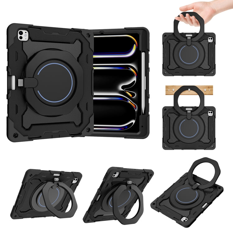 Armor Portable Rotating Ring Holder Silicone Tablet Case with Pen Slot, For iPad Air 13 2024 / 2025 / 2026, For iPad Air 11 2024 / 2025 / 2026, For iPad Pro 13 2025 / 2024, For iPad Pro 11 2025 / 2024, For iPad mini 6 / mini 2024, For iPad 2022        ...