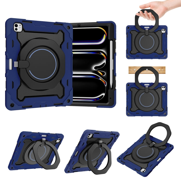 Armor Portable Rotating Ring Holder Silicone Tablet Case with Pen Slot, For iPad Air 13 2024 / 2025 / 2026, For iPad Air 11 2024 / 2025 / 2026, For iPad Pro 13 2025 / 2024, For iPad Pro 11 2025 / 2024, For iPad mini 6 / mini 2024, For iPad 2022        ...