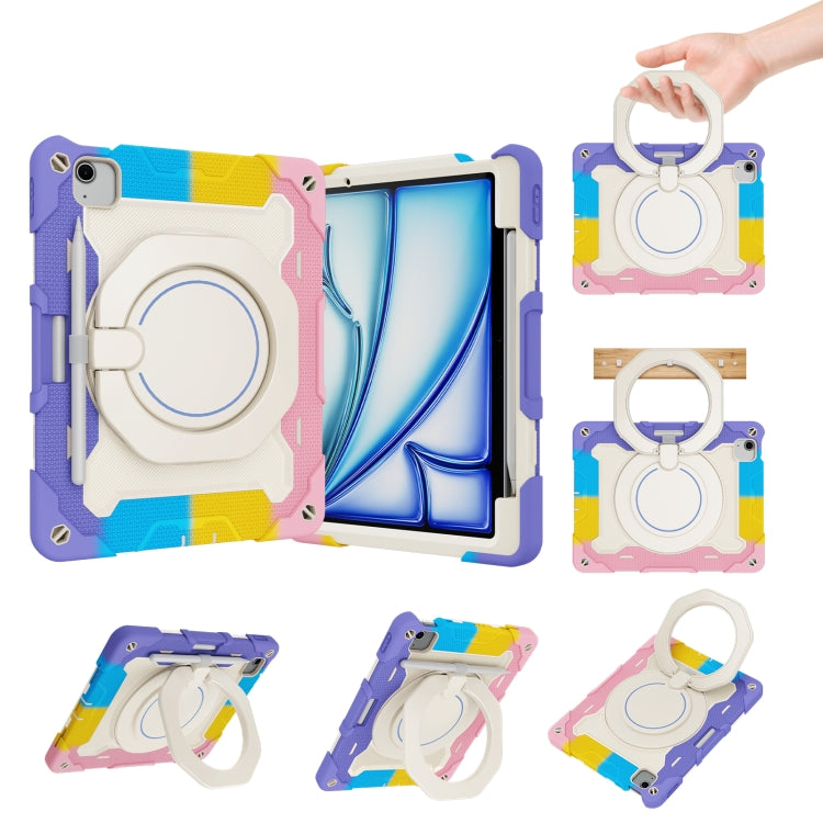 Armor Portable Rotating Ring Holder Silicone Tablet Case with Pen Slot, For iPad Air 13 2024 / 2025 / 2026, For iPad Air 11 2024 / 2025 / 2026, For iPad Pro 13 2025 / 2024, For iPad Pro 11 2025 / 2024, For iPad mini 6 / mini 2024, For iPad 2022        ...