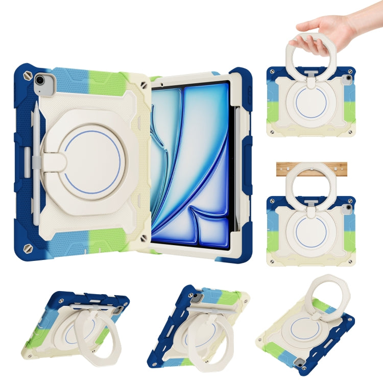 Armor Portable Rotating Ring Holder Silicone Tablet Case with Pen Slot, For iPad Air 13 2024 / 2025 / 2026, For iPad Air 11 2024 / 2025 / 2026, For iPad Pro 13 2025 / 2024, For iPad Pro 11 2025 / 2024, For iPad mini 6 / mini 2024, For iPad 2022        ...