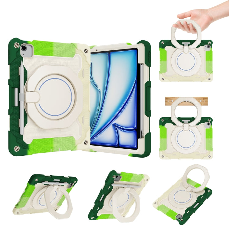 Armor Portable Rotating Ring Holder Silicone Tablet Case with Pen Slot, For iPad Air 13 2024 / 2025 / 2026, For iPad Air 11 2024 / 2025 / 2026, For iPad Pro 13 2025 / 2024, For iPad Pro 11 2025 / 2024, For iPad mini 6 / mini 2024, For iPad 2022        ...