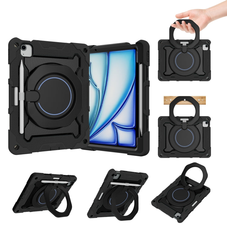 Armor Portable Rotating Ring Holder Silicone Tablet Case with Pen Slot, For iPad Air 13 2024 / 2025 / 2026, For iPad Air 11 2024 / 2025 / 2026, For iPad Pro 13 2025 / 2024, For iPad Pro 11 2025 / 2024, For iPad mini 6 / mini 2024, For iPad 2022        ...