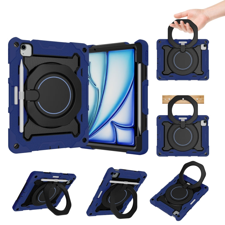 Armor Portable Rotating Ring Holder Silicone Tablet Case with Pen Slot, For iPad Air 13 2024 / 2025 / 2026, For iPad Air 11 2024 / 2025 / 2026, For iPad Pro 13 2025 / 2024, For iPad Pro 11 2025 / 2024, For iPad mini 6 / mini 2024, For iPad 2022        ...