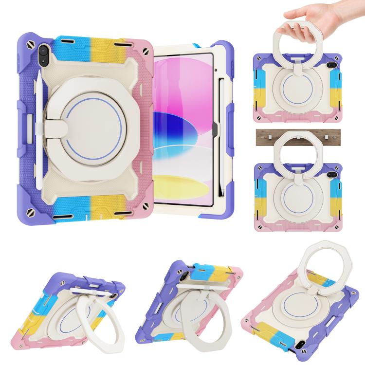 Armor Portable Rotating Ring Holder Silicone Tablet Case with Pen Slot, For iPad Air 13 2024 / 2025 / 2026, For iPad Air 11 2024 / 2025 / 2026, For iPad Pro 13 2025 / 2024, For iPad Pro 11 2025 / 2024, For iPad mini 6 / mini 2024, For iPad 2022        ...