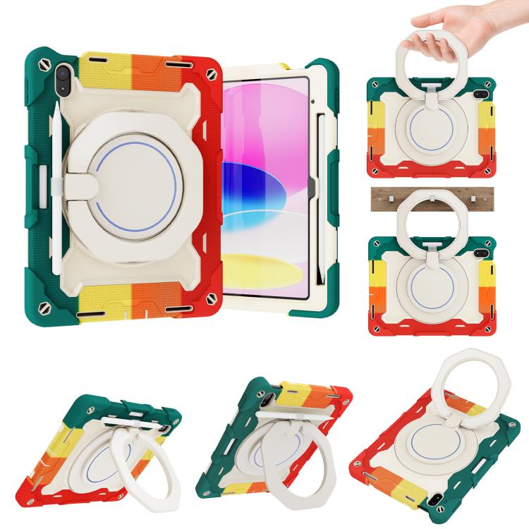 Armor Portable Rotating Ring Holder Silicone Tablet Case with Pen Slot, For iPad Air 13 2024 / 2025 / 2026, For iPad Air 11 2024 / 2025 / 2026, For iPad Pro 13 2025 / 2024, For iPad Pro 11 2025 / 2024, For iPad mini 6 / mini 2024, For iPad 2022        ...