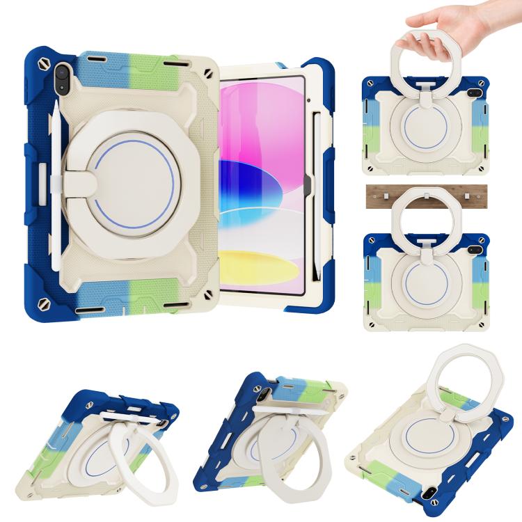 Armor Portable Rotating Ring Holder Silicone Tablet Case with Pen Slot, For iPad Air 13 2024 / 2025 / 2026, For iPad Air 11 2024 / 2025 / 2026, For iPad Pro 13 2025 / 2024, For iPad Pro 11 2025 / 2024, For iPad mini 6 / mini 2024, For iPad 2022        ...