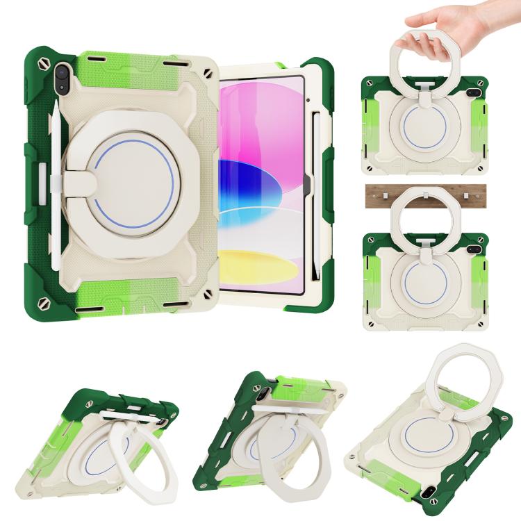 Armor Portable Rotating Ring Holder Silicone Tablet Case with Pen Slot, For iPad Air 13 2024 / 2025 / 2026, For iPad Air 11 2024 / 2025 / 2026, For iPad Pro 13 2025 / 2024, For iPad Pro 11 2025 / 2024, For iPad mini 6 / mini 2024, For iPad 2022        ...