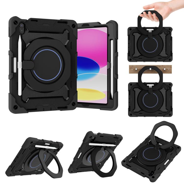 Armor Portable Rotating Ring Holder Silicone Tablet Case with Pen Slot, For iPad Air 13 2024 / 2025 / 2026, For iPad Air 11 2024 / 2025 / 2026, For iPad Pro 13 2025 / 2024, For iPad Pro 11 2025 / 2024, For iPad mini 6 / mini 2024, For iPad 2022        ...
