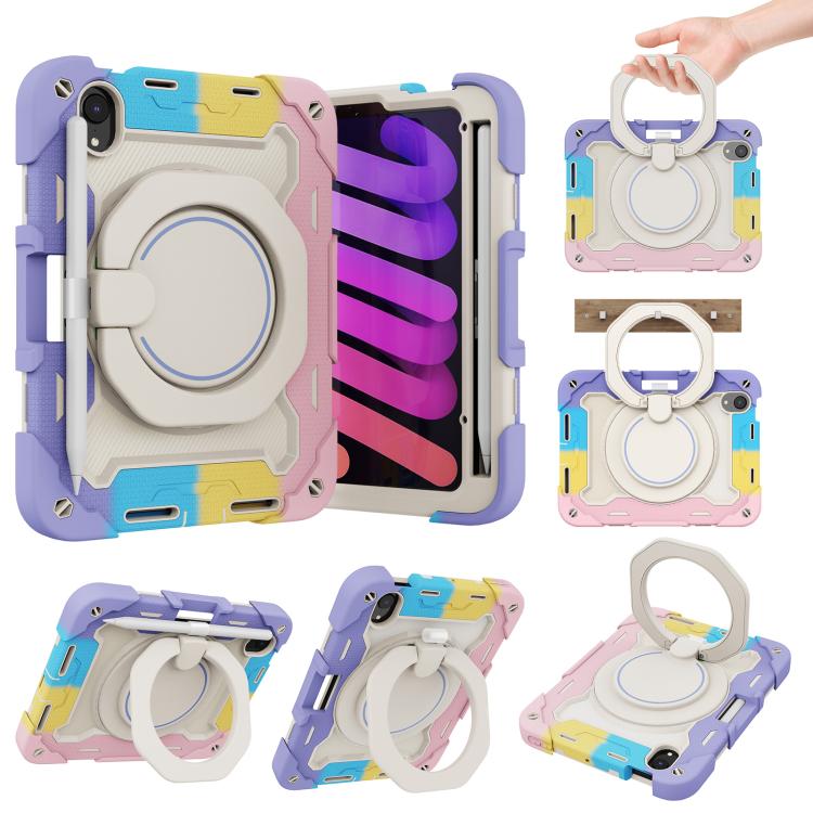 Armor Portable Rotating Ring Holder Silicone Tablet Case with Pen Slot, For iPad Air 13 2024 / 2025 / 2026, For iPad Air 11 2024 / 2025 / 2026, For iPad Pro 13 2025 / 2024, For iPad Pro 11 2025 / 2024, For iPad mini 6 / mini 2024, For iPad 2022        ...