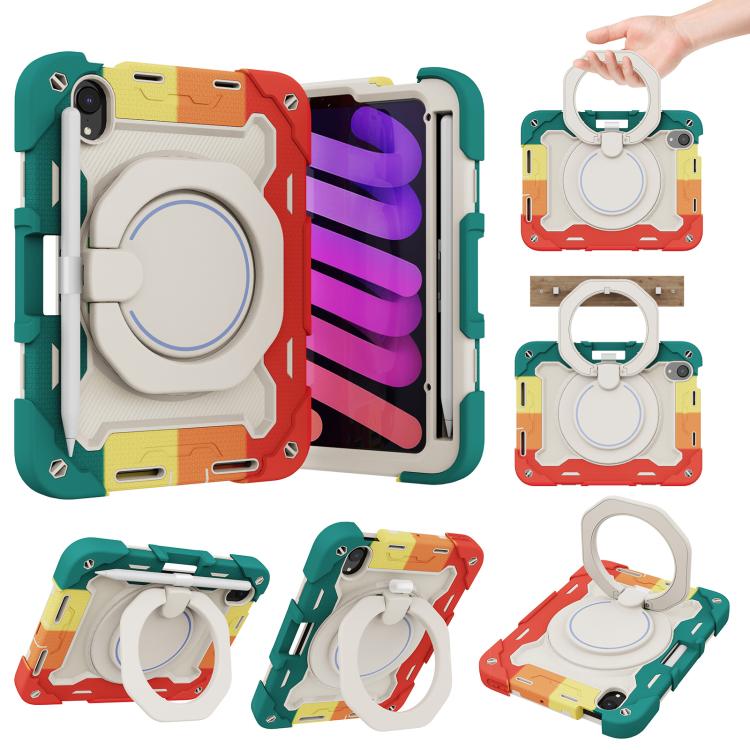 Armor Portable Rotating Ring Holder Silicone Tablet Case with Pen Slot, For iPad Air 13 2024 / 2025 / 2026, For iPad Air 11 2024 / 2025 / 2026, For iPad Pro 13 2025 / 2024, For iPad Pro 11 2025 / 2024, For iPad mini 6 / mini 2024, For iPad 2022        ...