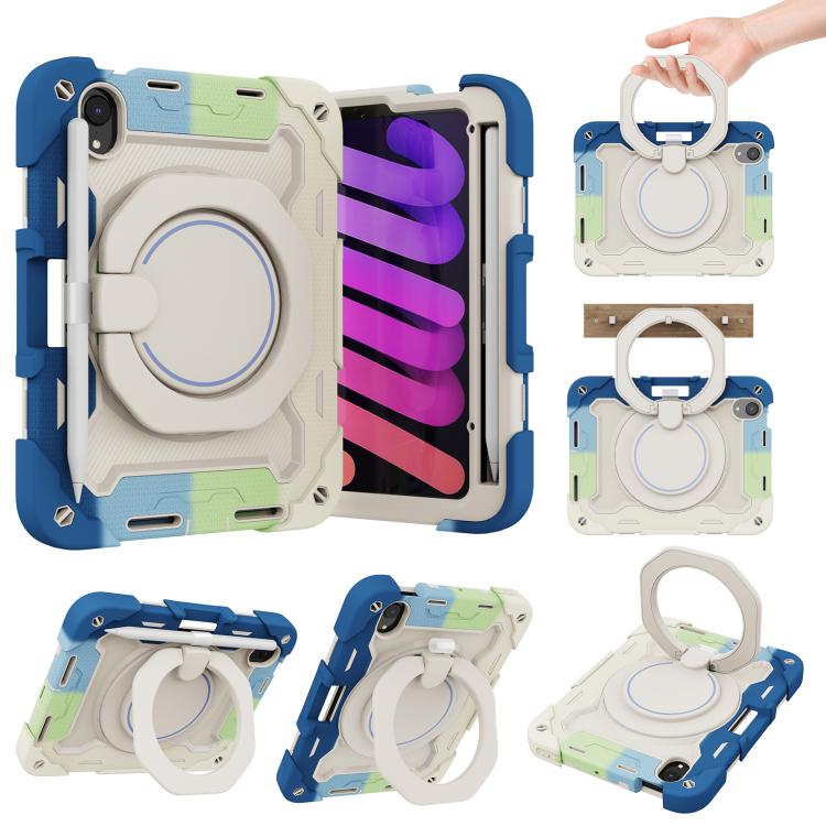 Armor Portable Rotating Ring Holder Silicone Tablet Case with Pen Slot, For iPad Air 13 2024 / 2025 / 2026, For iPad Air 11 2024 / 2025 / 2026, For iPad Pro 13 2025 / 2024, For iPad Pro 11 2025 / 2024, For iPad mini 6 / mini 2024, For iPad 2022        ...