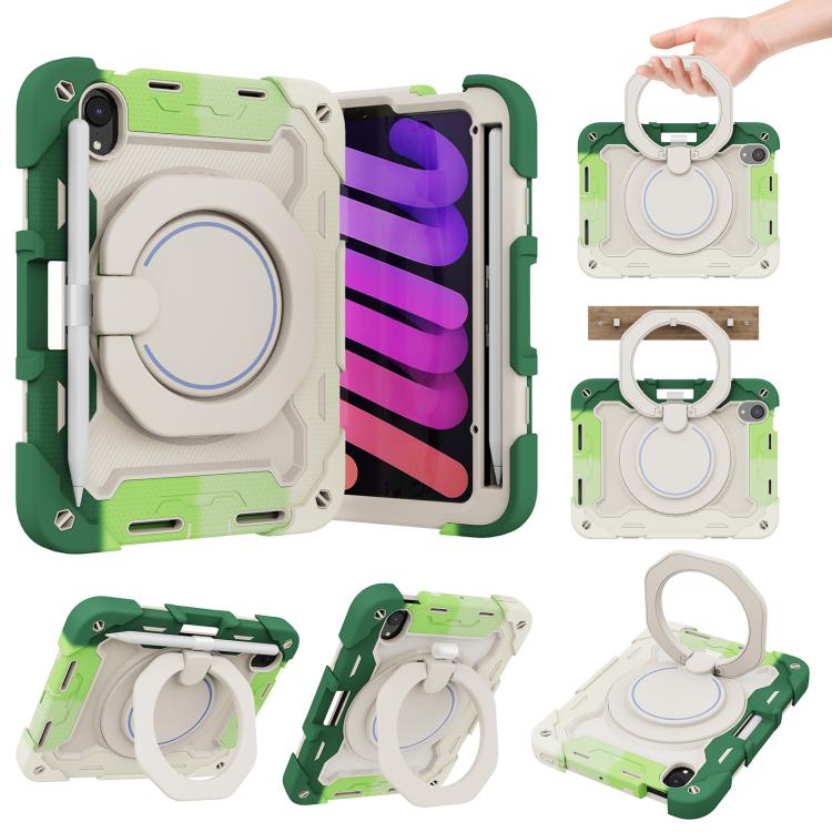 Armor Portable Rotating Ring Holder Silicone Tablet Case with Pen Slot, For iPad Air 13 2024 / 2025 / 2026, For iPad Air 11 2024 / 2025 / 2026, For iPad Pro 13 2025 / 2024, For iPad Pro 11 2025 / 2024, For iPad mini 6 / mini 2024, For iPad 2022        ...