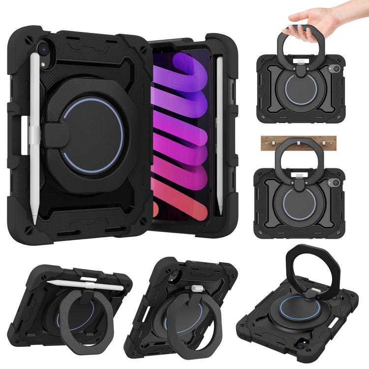 Armor Portable Rotating Ring Holder Silicone Tablet Case with Pen Slot, For iPad Air 13 2024 / 2025 / 2026, For iPad Air 11 2024 / 2025 / 2026, For iPad Pro 13 2025 / 2024, For iPad Pro 11 2025 / 2024, For iPad mini 6 / mini 2024, For iPad 2022        ...