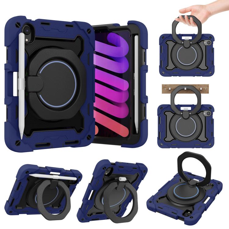 Armor Portable Rotating Ring Holder Silicone Tablet Case with Pen Slot, For iPad Air 13 2024 / 2025 / 2026, For iPad Air 11 2024 / 2025 / 2026, For iPad Pro 13 2025 / 2024, For iPad Pro 11 2025 / 2024, For iPad mini 6 / mini 2024, For iPad 2022        ...