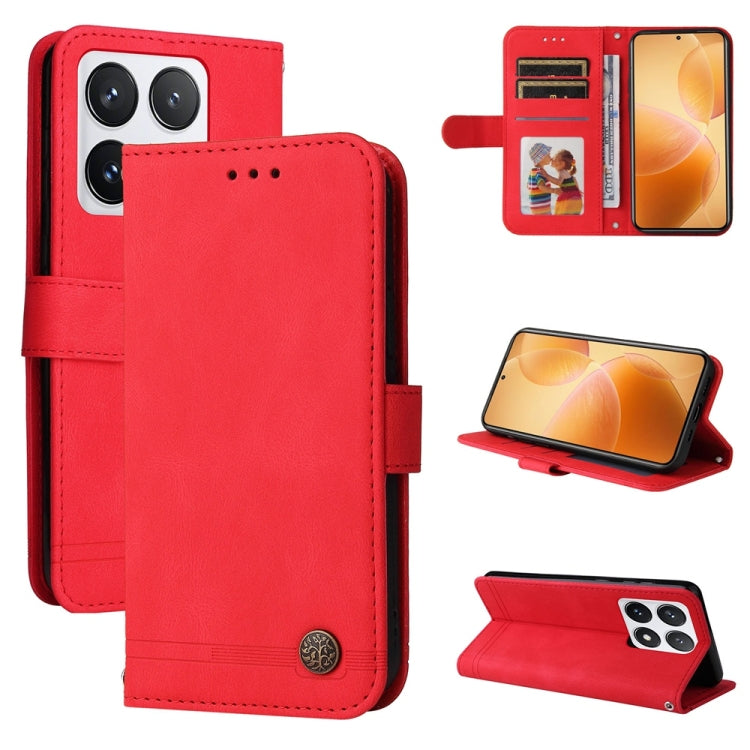 Skin Feel Life Tree Metal Button Leather Phone Case, For Xiaomi 15T Pro 5G, For Xiaomi 15T 5G, For Xiaomi 15 Ultra, For Xiaomi 15 Pro, For Xiaomi 15, For Xiaomi 14T Pro, For Xiaomi 14T