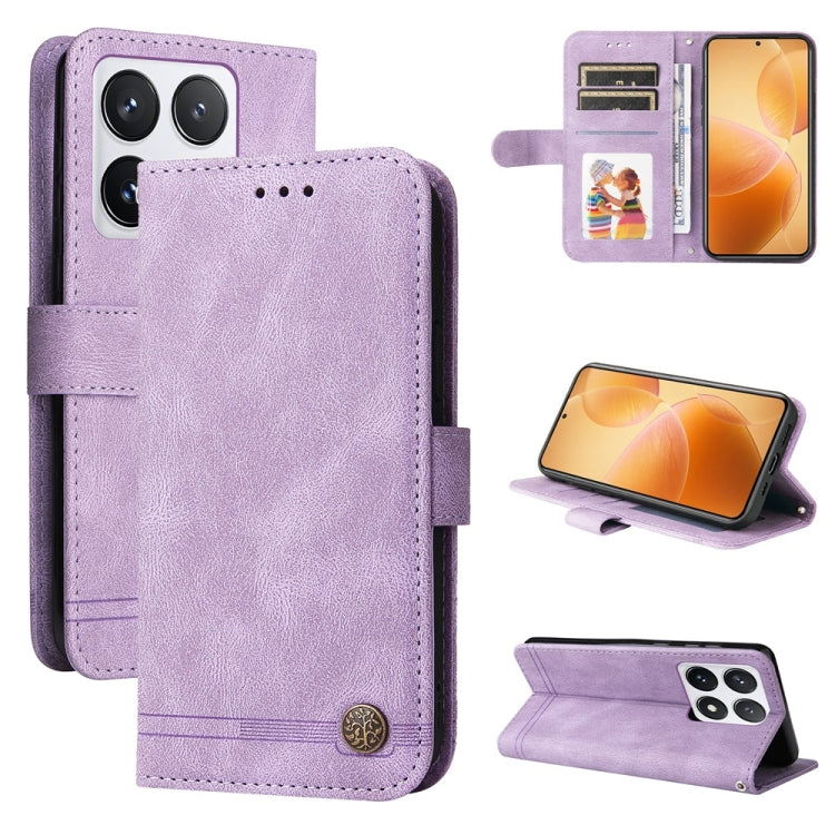 Skin Feel Life Tree Metal Button Leather Phone Case, For Xiaomi 15T Pro 5G, For Xiaomi 15T 5G, For Xiaomi 15 Ultra, For Xiaomi 15 Pro, For Xiaomi 15, For Xiaomi 14T Pro, For Xiaomi 14T