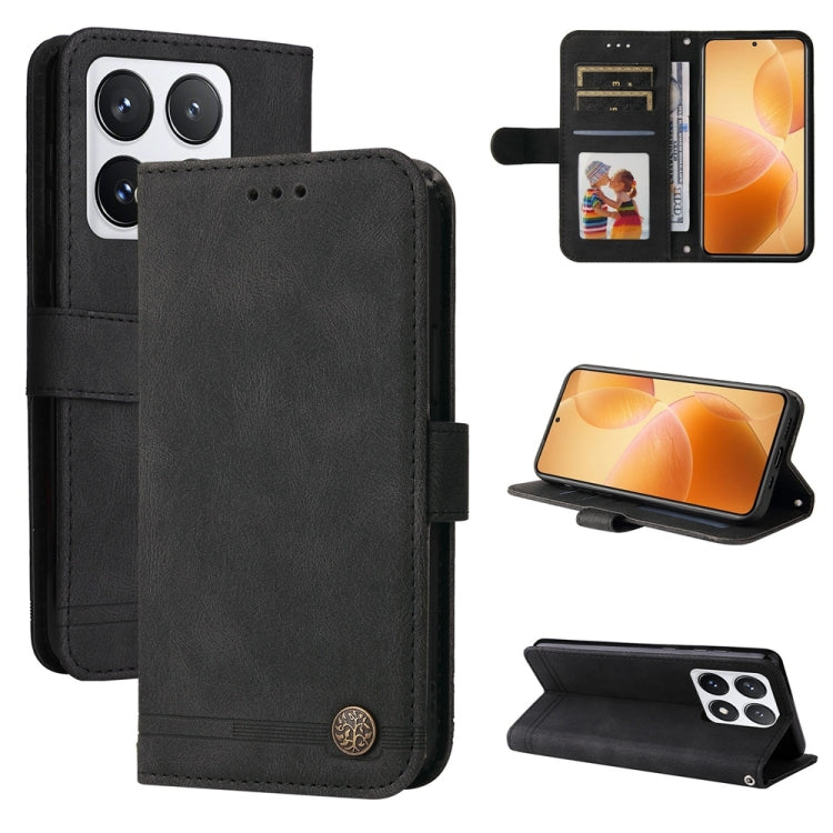 Skin Feel Life Tree Metal Button Leather Phone Case, For Xiaomi 15T Pro 5G, For Xiaomi 15T 5G, For Xiaomi 15 Ultra, For Xiaomi 15 Pro, For Xiaomi 15, For Xiaomi 14T Pro, For Xiaomi 14T
