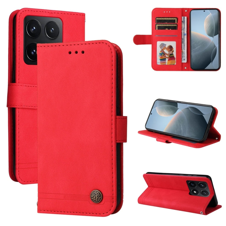 Skin Feel Life Tree Metal Button Leather Phone Case, For Xiaomi 15T Pro 5G, For Xiaomi 15T 5G, For Xiaomi 15 Ultra, For Xiaomi 15 Pro, For Xiaomi 15, For Xiaomi 14T Pro, For Xiaomi 14T