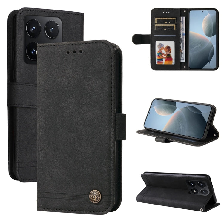 Skin Feel Life Tree Metal Button Leather Phone Case, For Xiaomi 15T Pro 5G, For Xiaomi 15T 5G, For Xiaomi 15 Ultra, For Xiaomi 15 Pro, For Xiaomi 15, For Xiaomi 14T Pro, For Xiaomi 14T