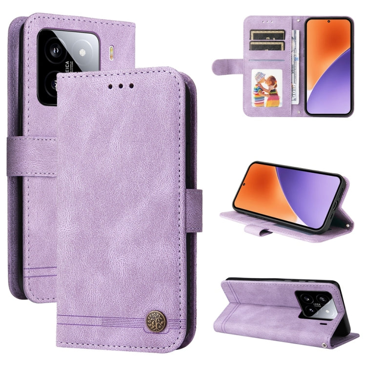 Skin Feel Life Tree Metal Button Leather Phone Case, For Xiaomi 15T Pro 5G, For Xiaomi 15T 5G, For Xiaomi 15 Ultra, For Xiaomi 15 Pro, For Xiaomi 15, For Xiaomi 14T Pro, For Xiaomi 14T