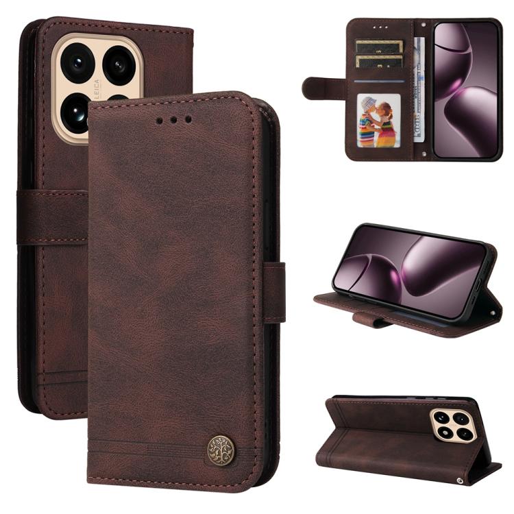 Skin Feel Life Tree Metal Button Leather Phone Case, For Xiaomi Poco M7 4G 171mm, For Xiaomi 15T Pro 5G, For Xiaomi 15T 5G, For Xiaomi 15 Ultra, For Xiaomi 15 Pro, For Xiaomi 15, For Xiaomi 14T Pro, For Xiaomi 14T