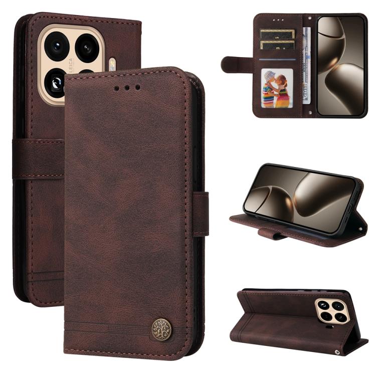 Skin Feel Life Tree Metal Button Leather Phone Case, For Xiaomi Poco M7 4G 171mm, For Xiaomi 15T Pro 5G, For Xiaomi 15T 5G, For Xiaomi 15 Ultra, For Xiaomi 15 Pro, For Xiaomi 15, For Xiaomi 14T Pro, For Xiaomi 14T